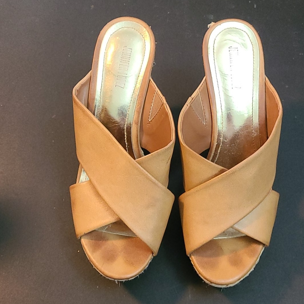 Jennifer Lopez Tan Platform Wedges